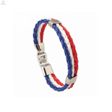 World Football Cup 2018 Wholesale Custom Leather Jewelry Flag Bracelet